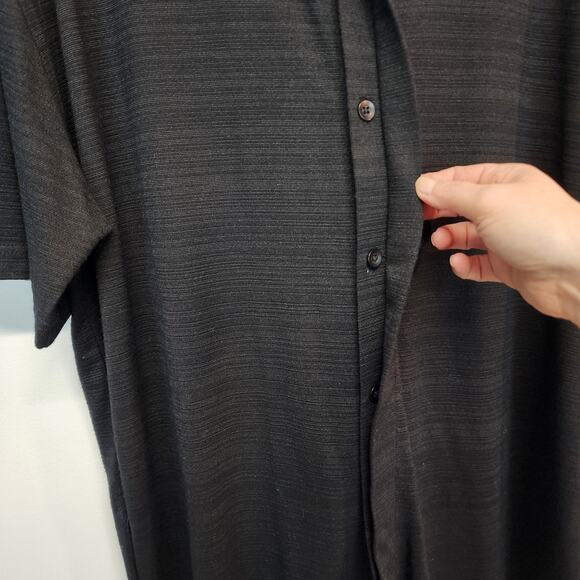 Phillipe Marcel Hidden Button Up Shirt Mens XL Black Textured Collared Clubbing - Picture 7 of 12